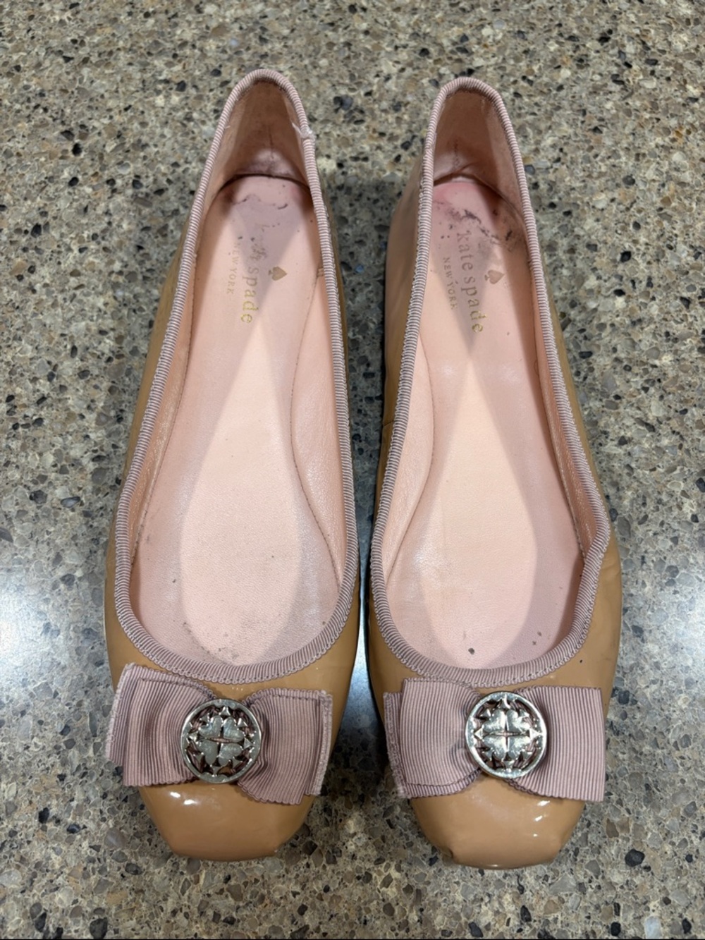 kate spade Patent Nude and Blush Bow Ballet Flats